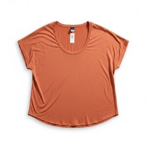 Luxe Tunic Top Womens L Petite Amberglow Short Sleeve Stretch